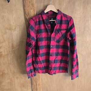 Red and Black Plaid Button-Up Shirt - Men